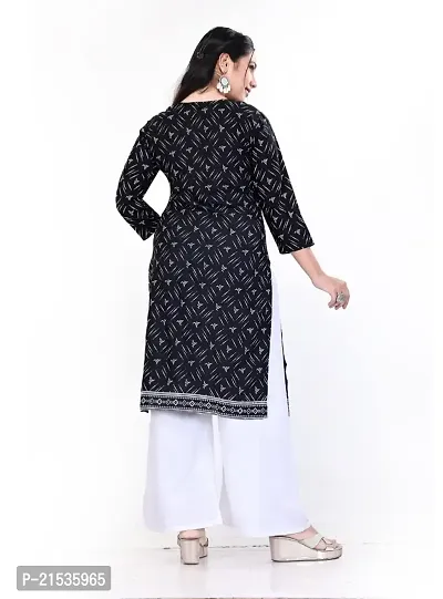 4k fashion Women Printed Kurti with Palazzo for Office Wear, Casual Kurti, Regular Wear,Kurta for Women/Girls Kurtis and Palazzo Black-thumb3