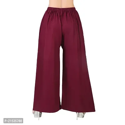 4k fashion Western Woman's Fit Relaxed Palazzo Bottom (M, Maroon and RED)-thumb4