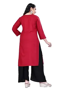 4k fashion Women Plain Kurti for Office Wear, Casual Kurti, Regular Wear,Kurta for Women/Girls Kurtis (M, RED)-thumb2