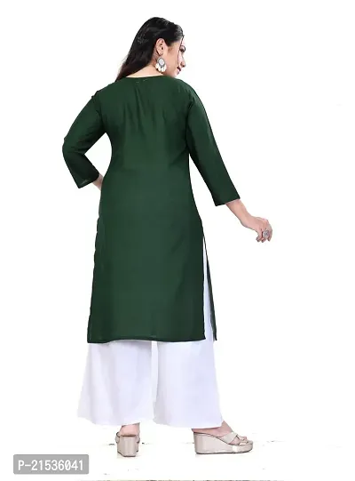 4k fashion Women Plain Kurti for Office Wear, Casual Kurti, Regular Wear,Kurta for Women/Girls Kurtis (M, Green)-thumb3