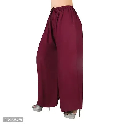 4k fashion Western Woman's Fit Relaxed Palazzo Bottom (M, Maroon and RED)-thumb2