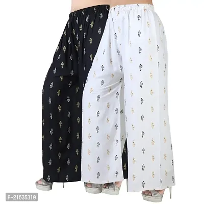4k fashion Western Woman's Fit Relaxed Palazzo Bottom (M, Black and White)