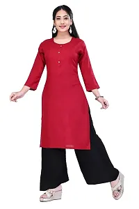 4k fashion Women Plain Kurti for Office Wear, Casual Kurti, Regular Wear,Kurta for Women/Girls Kurtis (M, RED)-thumb1