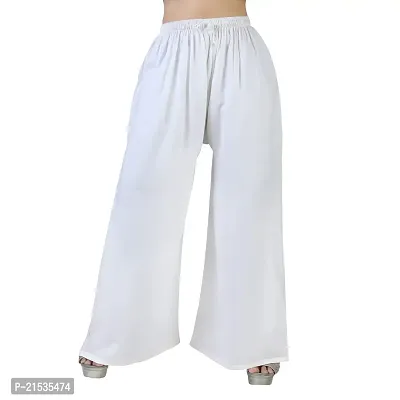 4k fashion Western Woman's Fit Relaxed Palazzo Bottom (M, White)-thumb2