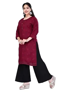 4k fashion Women Printed Kurti for Office Wear, Casual Kurti, Regular Wear,Kurta for Women/Girls Kurtis (M, Maroon)-thumb3