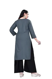 4k fashion Women Plain Kurti for Office Wear, Casual Kurti, Regular Wear,Kurta for Women/Girls Kurtis (M, Grey)-thumb2