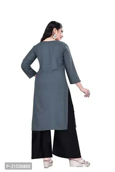 4k fashion Women Plain Kurti for Office Wear, Casual Kurti, Regular Wear,Kurta for Women/Girls Kurtis (M, Grey)-thumb3