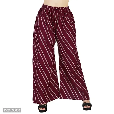 4k fashion Women's Western Fit Palazzo (M, White and Maroon)-thumb5