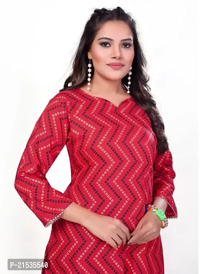 4k fashion Women Printed Kurti for Office Wear, Casual Kurti, Regular Wear,Kurta for Women/Girls Kurtis (Medium, RED)-thumb2