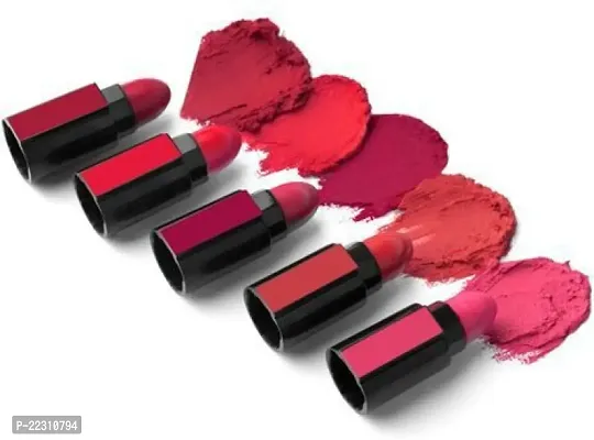 5 in 1 Waterproof Matte Lipstick Set Long Lasting Colorful Lipstick, 7.5 g, Dark Shades (RED)- Multicolor-thumb2