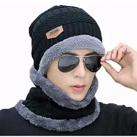 Classy Woolen Beanie Cap with Neck Warmer for Unisex-thumb2