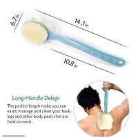 Shower Body Brush with Bristles and Loofah, Bmyko Back Scrubber Bath Mesh Sponge for Shower, with Curved Long Handle Back Wah  for Skin Exfoliating Bath (1 Pack + 1 Hooks)plastic material multicolored-thumb2