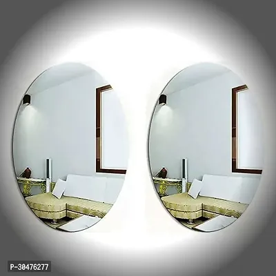 Pack of 2 Oval Shape Mirror Sticker for Wall-thumb0