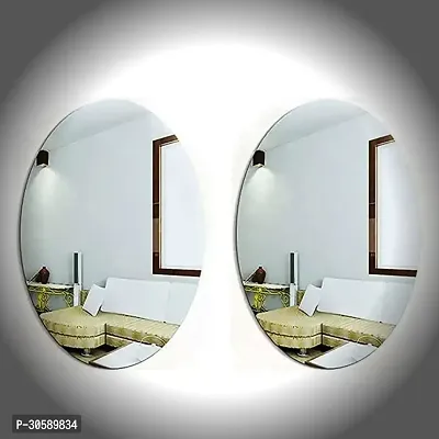 Premium Oval Shape Adhesive Mirror Sticker for Wall Pack Of 2