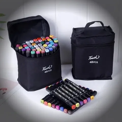 Markers Pen 48 Pcs | Drawing Art Markers 48 Colour Artist Alcohol Based Sketch markers Dual Tip permanent Colour Marker Pens Set