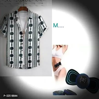 Men Regular Fit Printed Shirt and Mini Massager Combo-thumb0