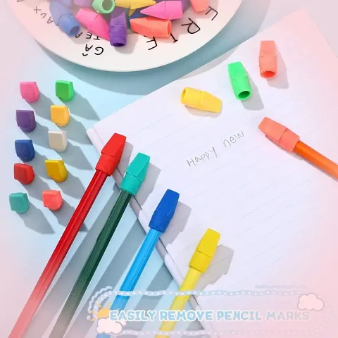 Multi Colored Pen Cap Erasers, 10 Pcs