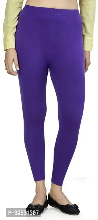 mkv fashion Ankle Length  Western Wear Legging Purple Solid-thumb0