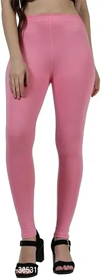 mkv fashion Ankle Length  Western Wear Legging Pink Solid-thumb0