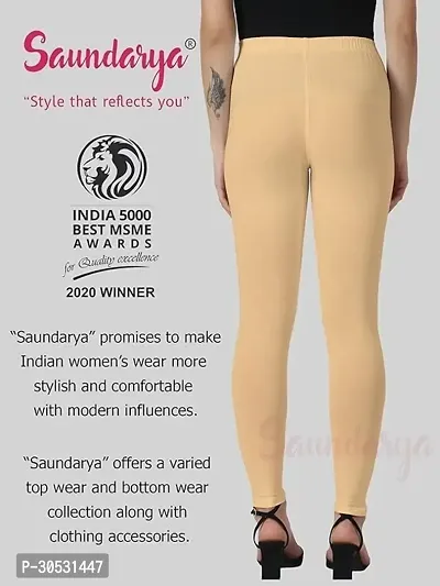 mkv fashion Ankle Length Ethnic Wear Legging Beige Solid-thumb2