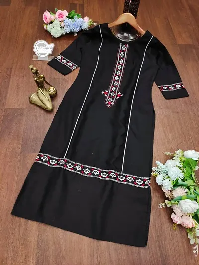 Fancy Slub Embroidered Kurtas For Women