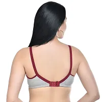 Women Maternity/Nursing Non Padded Bra  (Maroon, Grey)-thumb1