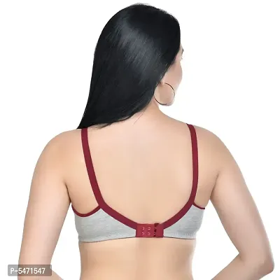 Women Maternity/Nursing Non Padded Bra  (Maroon, Grey)-thumb2