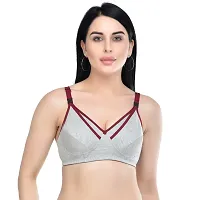 Women Maternity/Nursing Non Padded Bra  (Maroon, Grey)-thumb3