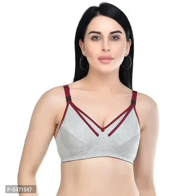 Women Maternity/Nursing Non Padded Bra  (Maroon, Grey)-thumb4