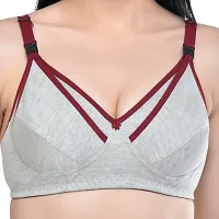 Women Maternity/Nursing Non Padded Bra  (Maroon, Grey)-thumb4