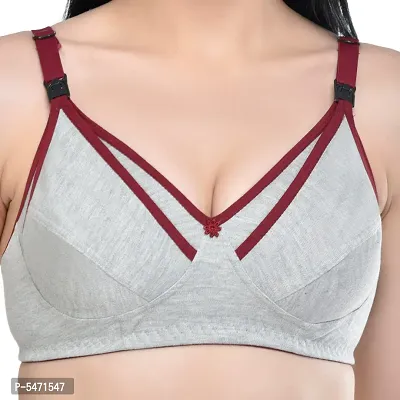 Women Maternity/Nursing Non Padded Bra  (Maroon, Grey)-thumb5