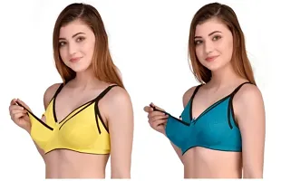 Women Non Padded Maternity/Nursing Feeding Bra 2 Pcs Pack-thumb2