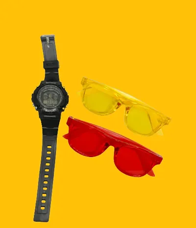 Kids two stylish Sunglasses  Get Free Led display Watch Combo pic -3