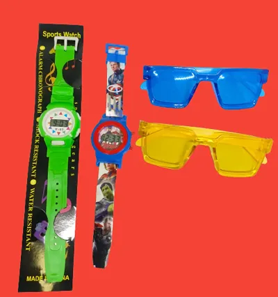 Kids Sunglasses Watch Pic Of -4 Combo Unisex stylish