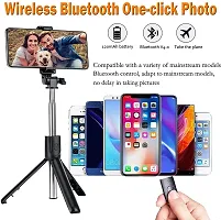 Selfie Stick, Extendable Selfie Stick with Wireless Remote and Tripod Stand, Portable, Lightweight, Compatible with All Smartphone and Mobile (Black)-thumb3