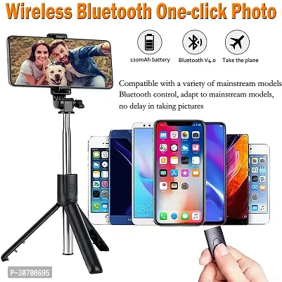 Selfie Stick, Extendable Selfie Stick with Wireless Remote and Tripod Stand, Portable, Lightweight, Compatible with All Smartphone and Mobile (Black)-thumb4