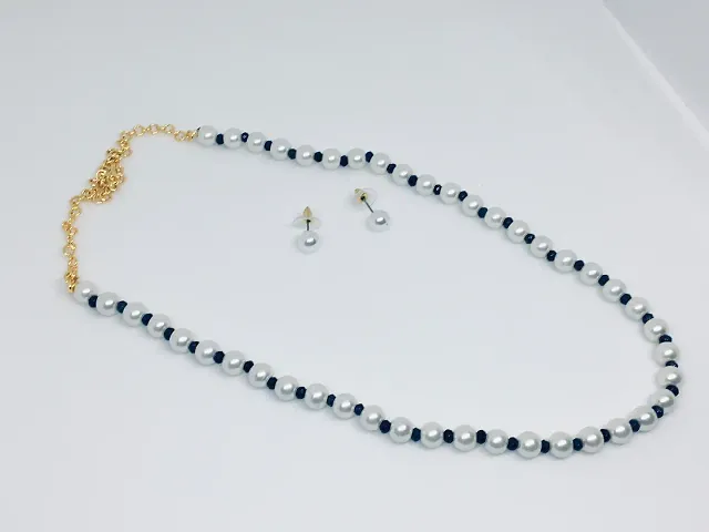 Single Layer Beads and Onyx Necklace Set