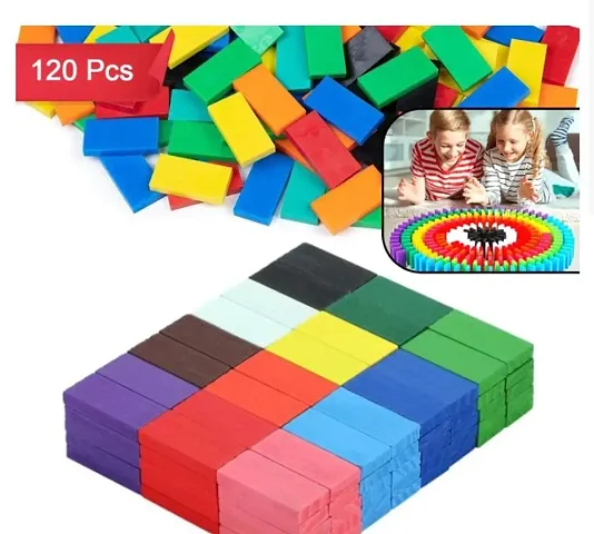 100pcs Wooden Dominos Blocks Set, Kids Game Educational Play Building Toy, Domino Tile Racing Games Gift - 5 Color Large