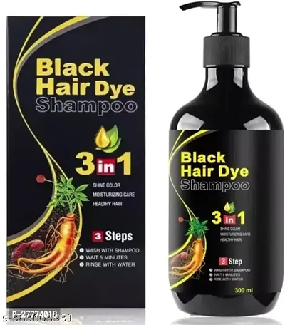 Herbal 3 in 1 Hair Dye Instant Black Hair Shampoo for Women  Men 100% Coverage Shampoo 300ml-thumb0