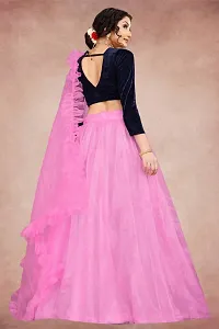 Stylish Pink Net Semi Stitched Lehenga Choli Set For Women-thumb1