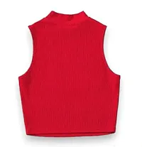 Elegant Cotton Blend Solid Ribbed Tank Tops For Women And Girls-thumb3