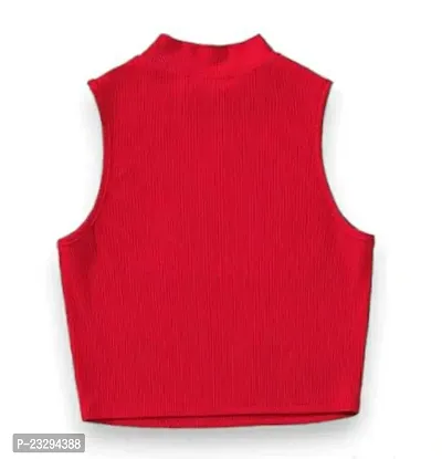 Elegant Cotton Blend Solid Ribbed Tank Tops For Women And Girls-thumb4