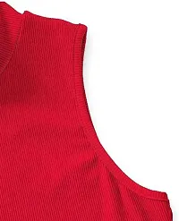 Elegant Cotton Blend Solid Ribbed Tank Tops For Women And Girls-thumb1