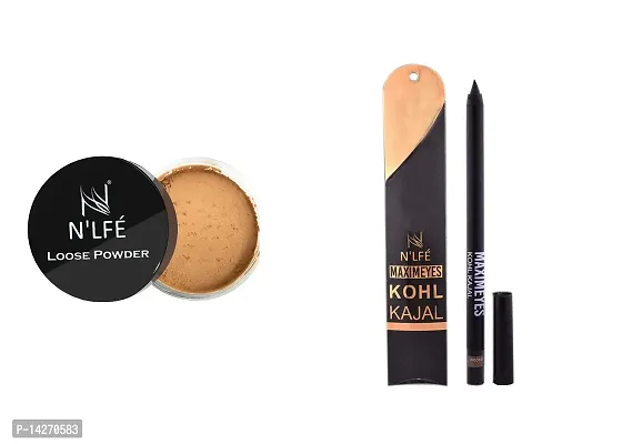 Combo Of Loose Powder For Face Makeup, Honey Matte And Eye Kohl Kajal Waterproof, Black