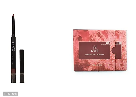 Combo Of Professional Eyeliner, Brown And Alpenglow Blusher For Face Makeup, Electra Coral