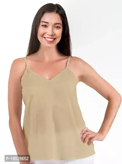 Preeti Creations Plus Size Cotton Camisole for Women (Beige)-thumb0