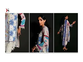 Elegant Blue Cotton Embroidered Dress Material with Dupatta For Women-thumb1