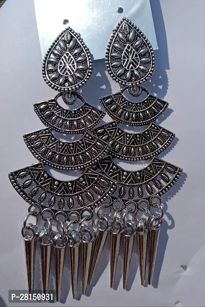 Grey German Silver Agate Studs Earrings For Women