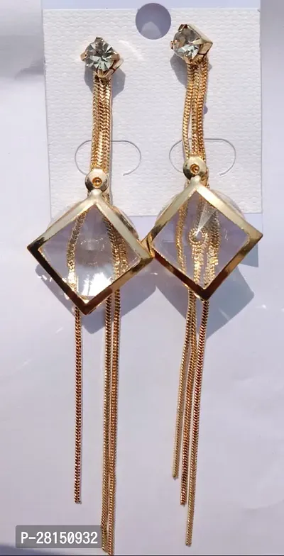 Golden Brass Pearl Drop Earrings Earrings For Women