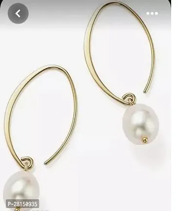 Silver Metal Pearl Hoop Earrings Earrings For Women-thumb0